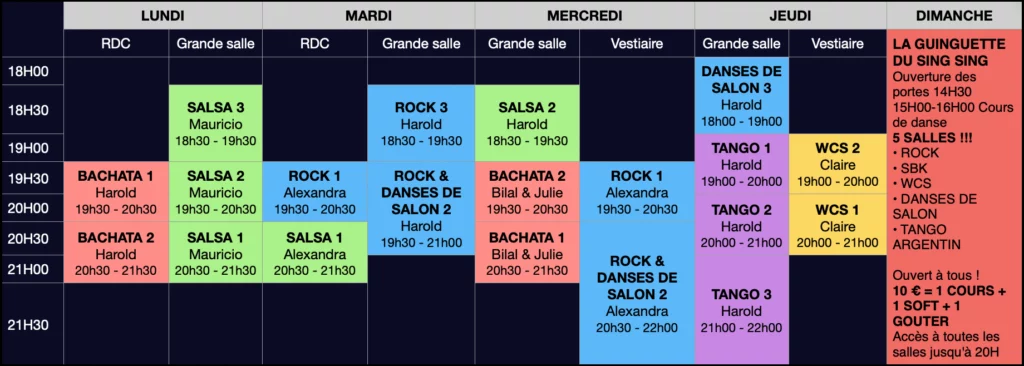 Planning 2026/2027 danse