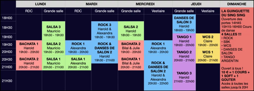 Planning 2026/2027 danse